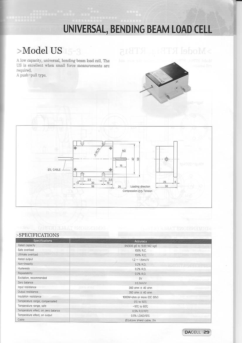 Dacell US 稱重傳感器技術參數(shù)圖