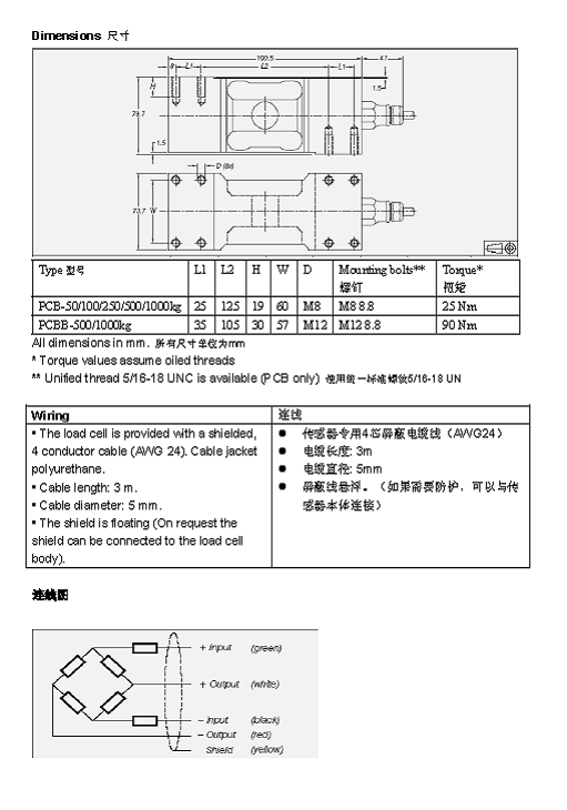 FLINTEC PCB 單點(diǎn)式稱重傳感器技術(shù)參數(shù)圖3